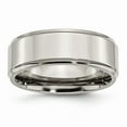 thumbnail image 1 of Grey Titanium Ring Band Wedding Ridged Standard Edge 8mm Polished, 1 of 6