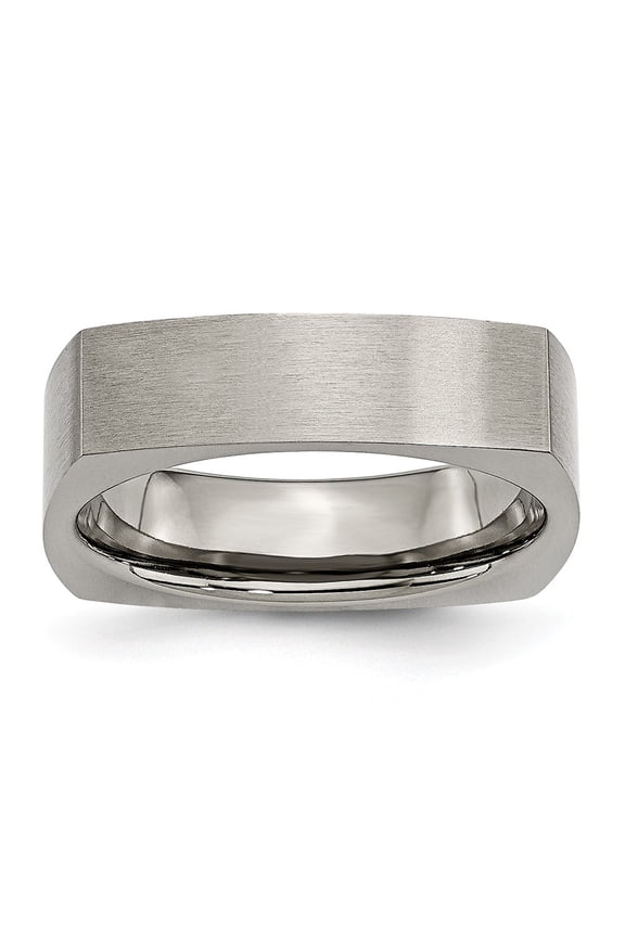 Grey Titanium Ring Band Wedding Square 6mm Satin