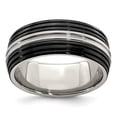 thumbnail image 1 of Grey Titanium Ring Band Wedding Standard Domed Edward Mirell Black Ti & Stainless Steel Polished 9mm, 1 of 5