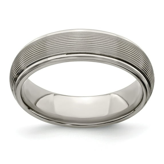 Grey Titanium Ring Band Wedding Standard Domed Grooved
