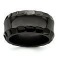 thumbnail image 1 of Grey Titanium Ring Band Wedding Standard Faceted Edward Mirell Black Ti Edges Polished 12mm, 1 of 6