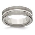 thumbnail image 1 of Grey Titanium Ring Band Wedding Standard Flat Grooved, 1 of 6