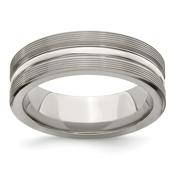 Grey Titanium Ring Band Wedding Standard Flat Grooved