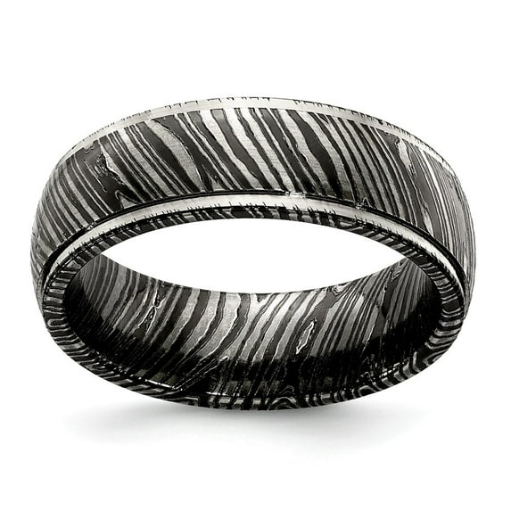 Grey Titanium Ring Band Wedding Step Down Standard Domed