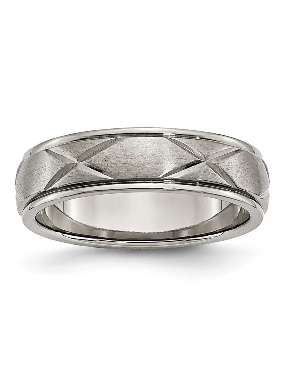 Grey Titanium Ring Band Wedding X-Design 6mm Satin