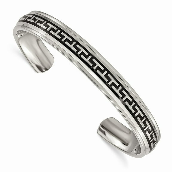 Grey Titanium bracelet Cuff 10 mm Black Rubber Design Bangle