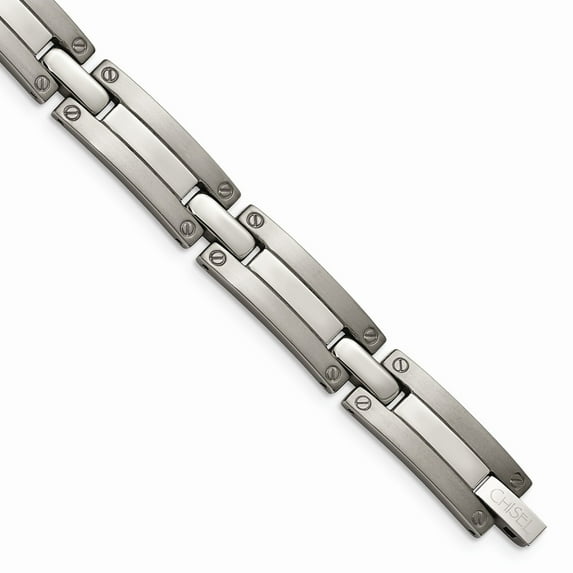 Grey Titanium bracelet Men's 8.5 in 8 mm Brushed and Polished 8.5in