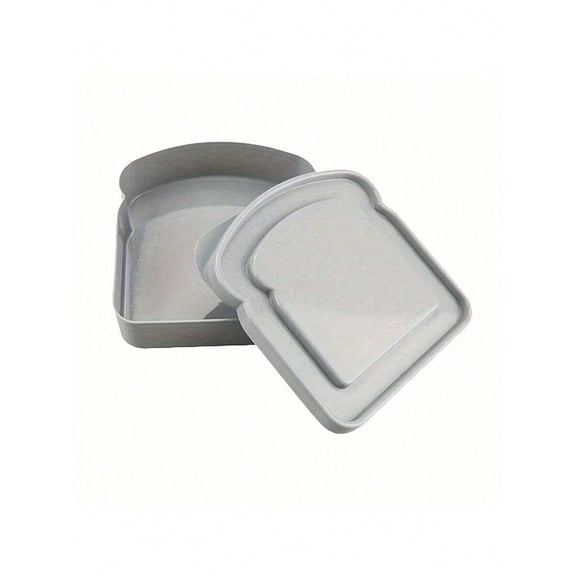 Grey Toast-Shaped Reusable Plastic Lunch Box With Lid, Microwave & Dishwasher Safe