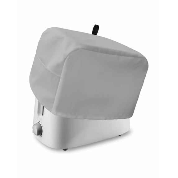 Grey Toaster Cover 2 Slice, Modern Pure Gray Dustproof Bread Machine Oven Cover with Storage Pockets, Fits Most Kitchen Toasters Protector