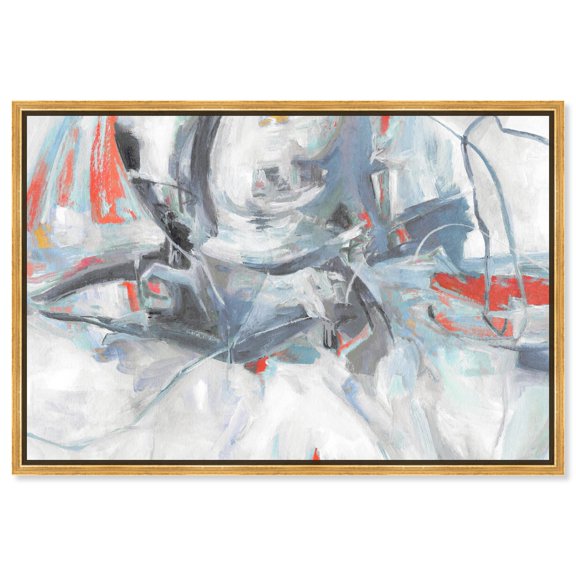 Grey Touches Canvas Digital Abstract by Art Remedy, Gold Frame, 15 x 10
