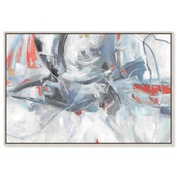 Grey Touches Canvas Digital Abstract by Art Remedy, Silver Frame, 15 x 10