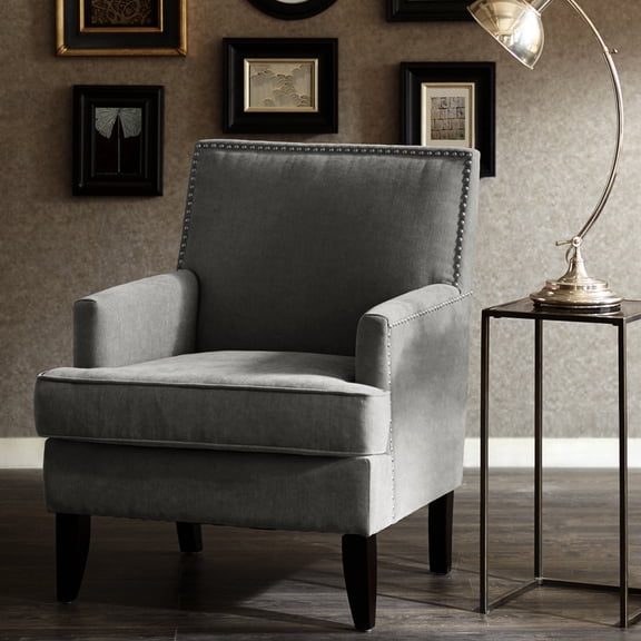 Grey Track Arm Club Chair With Relaxing Foam Cushion, 100% , Birch Legs, Modern Home Decor Option Soft Object
