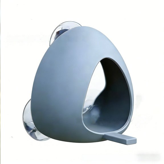 Grey Tray Window Bird Feeder With Suction Cup For Outdoor Garden And Courtyard Decoration