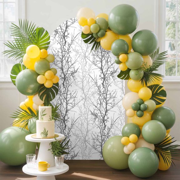 Grey Tree Arch Backdrop Cover, 4FT, Branch Spandex Arch Covers Double-Sided Backdrop for Wedding Birthday Party Photo Background Decoration