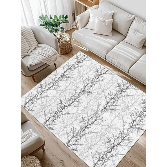Grey Tree Area Rug for Bedroom 3x5 Ft Branch Super Soft fuzzy Throw Rug Non-Slip Fluffy Plush Indoor Floor Carpet for Living Room Nursery Home Decor