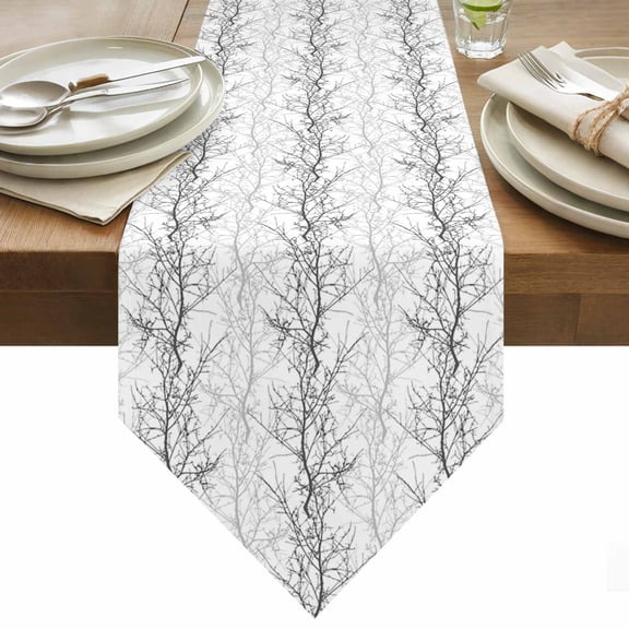 Grey Tree Table Runner 48 Inches Long Branch Table Runners for Dining Room Tabletop Dresser Scarf Home Party Banquet Wedding Holiday Decoration