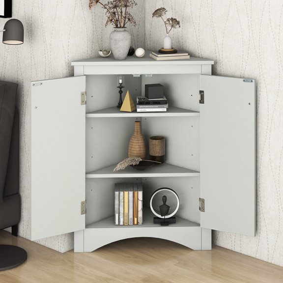 Grey Triangle Shape - Adjustable Shelves for Customized Storage - Bathroom, Kitchen and More - Ample Space for Diverse Items