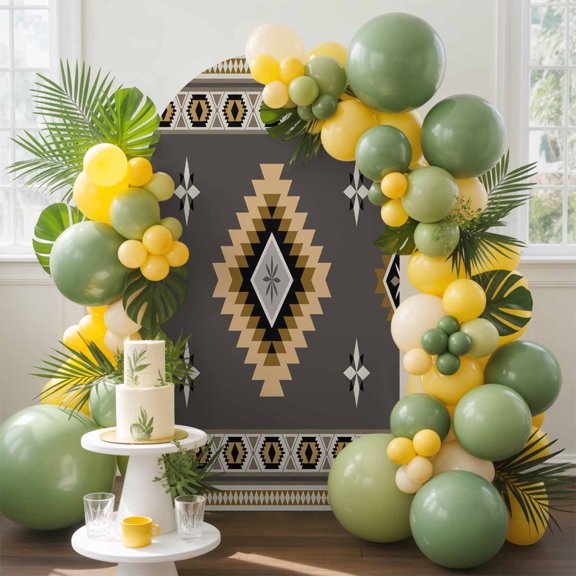 Grey Tribal Geometric Arch Backdrop Cover, 4FT, Vintage Boho Native Abstract Spandex Arch Covers Double-Sided Backdrop for Wedding Birthday Party Photo Background Decoration