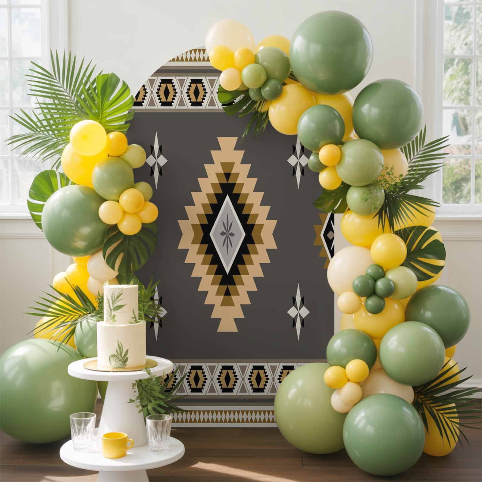 Grey Tribal Geometric Arch Backdrop Cover, 7.2FT, Vintage Boho Native ...