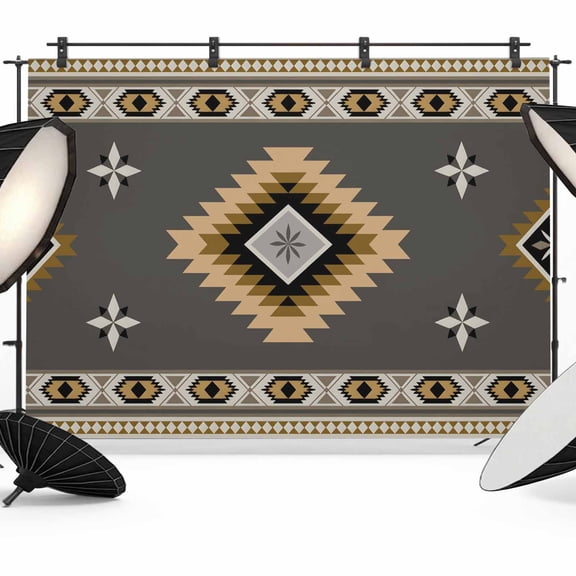 Grey Tribal Geometric Backdrop for Photography, Vintage Boho Native Abstract Photo Backdrop Portrait Background Party Banner Photo Backgrounds for Studio Booth Props, 10x8ft