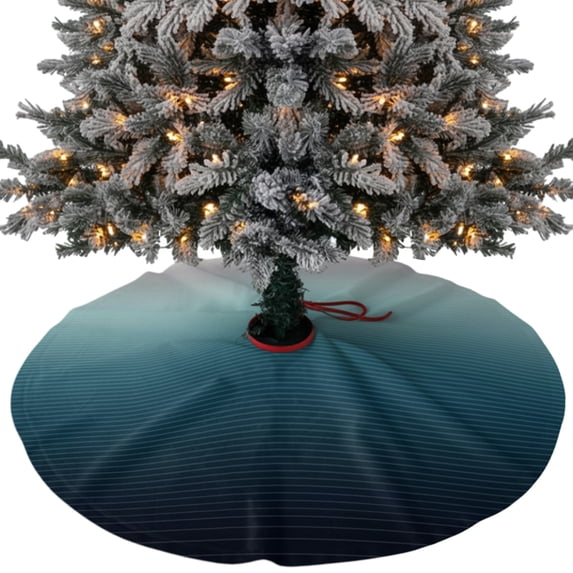 Grey Turquoise Ombre Christmas Tree Skirt 48 Inches, Teal Modern Geometric Striped Abstract Art Xmas Trees Skirt Mat Cover Decorations for Holiday Party Indoor Outdoor