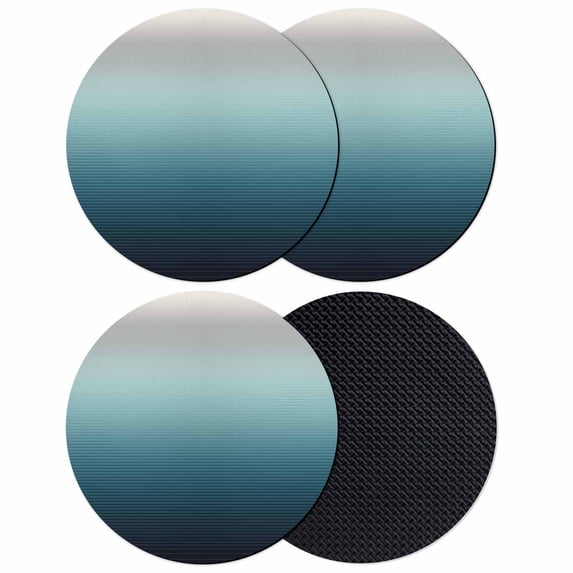 Grey Turquoise Ombre Coasters Set of 4,Soft Absorbent Coasters for Drinks,Teal Modern Geometric Striped Abstract Art Non-Slip Cup Coaster Mat with Rubber Bottom for Home Kitchen Coffee Table Decor 4"