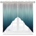 thumbnail image 1 of Grey Turquoise Swag Valances for Windows 2 Pack Stripe Gradient Swag Kitchen Curtains 36 Inches Long Rod Pocket Short Window Treatment for Kitchen Bathroom 28"x36", 1 of 8