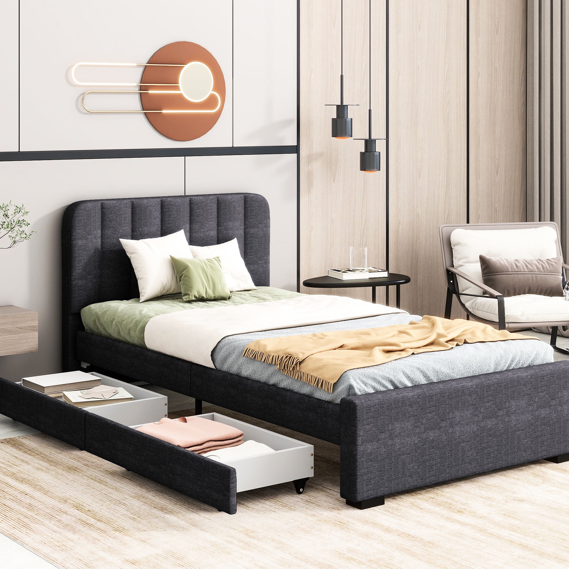 Grey Twin Bed Framenull