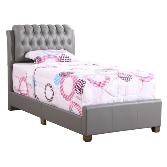 Grey Twin Bed With Contemporary Edge - 48"h X 41"w Compact Construction Simple Assembly Procedure