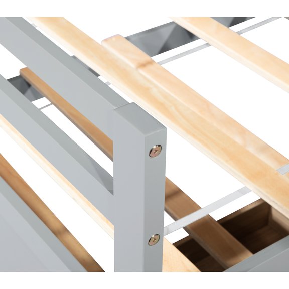 Grey Twin Bed With Reliable Materials, Headboard, , Trundle & Storage Headboard In Grey, And Functional Drawers