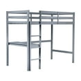 thumbnail image 1 of Grey Twin Loft Bed With Guardrail And Built-in Desk, Made Of Quality Rubber Wood For A Stable Bedroom Experience Size In Grey, Crafted From Solid, 1 of 7