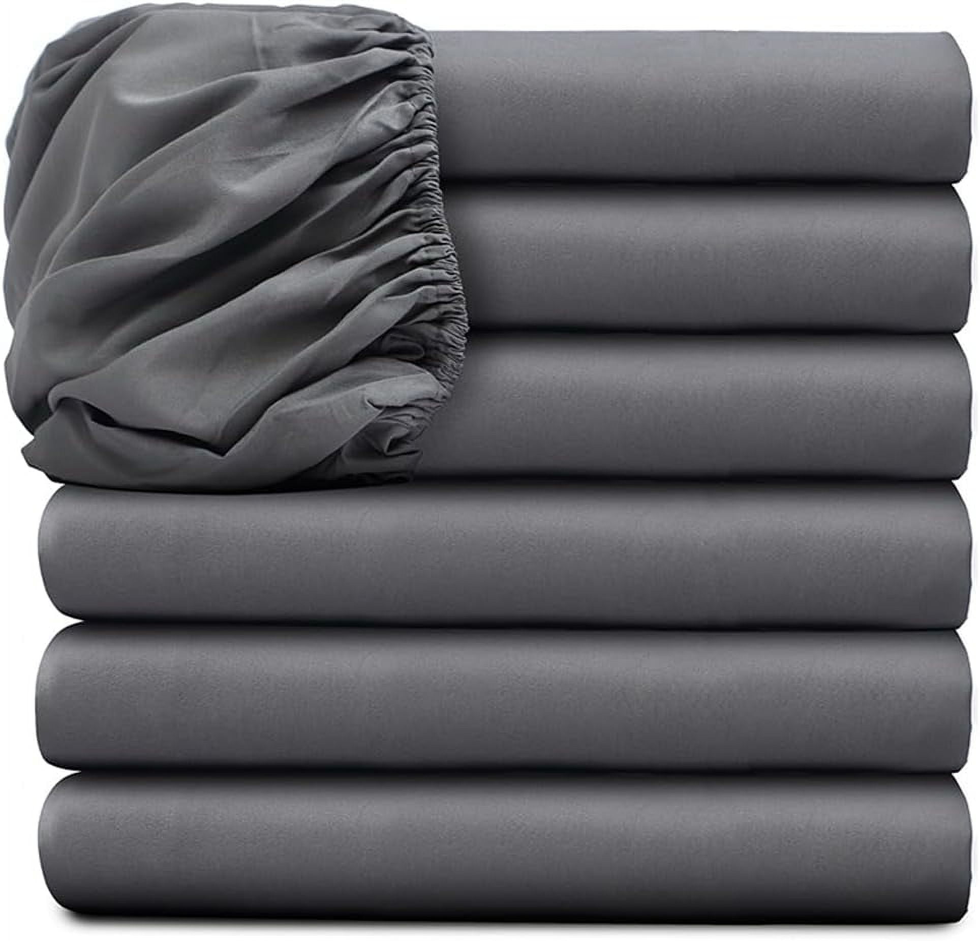 Grey Twin Sheets Fitted Bulk 6 Pack Deep Pocket Sheets for Home