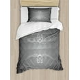 thumbnail image 1 of Grey Twin Size Duvet Cover Set, Checkered Pattern with Scroll Detail Abstract Victorian Vignette Classic, Decorative 2 Piece Bedding Set with 1 Pillow Sham, Charcoal Grey Pale Grey, by Ambesonne, 1 of 3