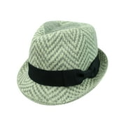 Grey Two-Tone Zigzag Angora Wool Fedora Hat