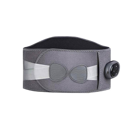 Grey Type-C Rechargeable Heating Waist Belt, Vibrating Massage Support For Back Pain Relief, Warm Belly Wrap