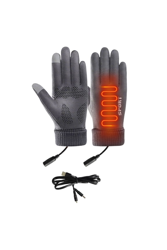 Grey Universal Fit Heated Gloves Powered By Usb For Winter Driving Cycling And Outdoor Tasks Ensuring Hand Warmth And Dryness