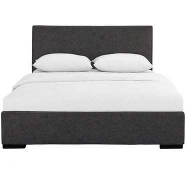 Grey Upholstered King Platform Bed