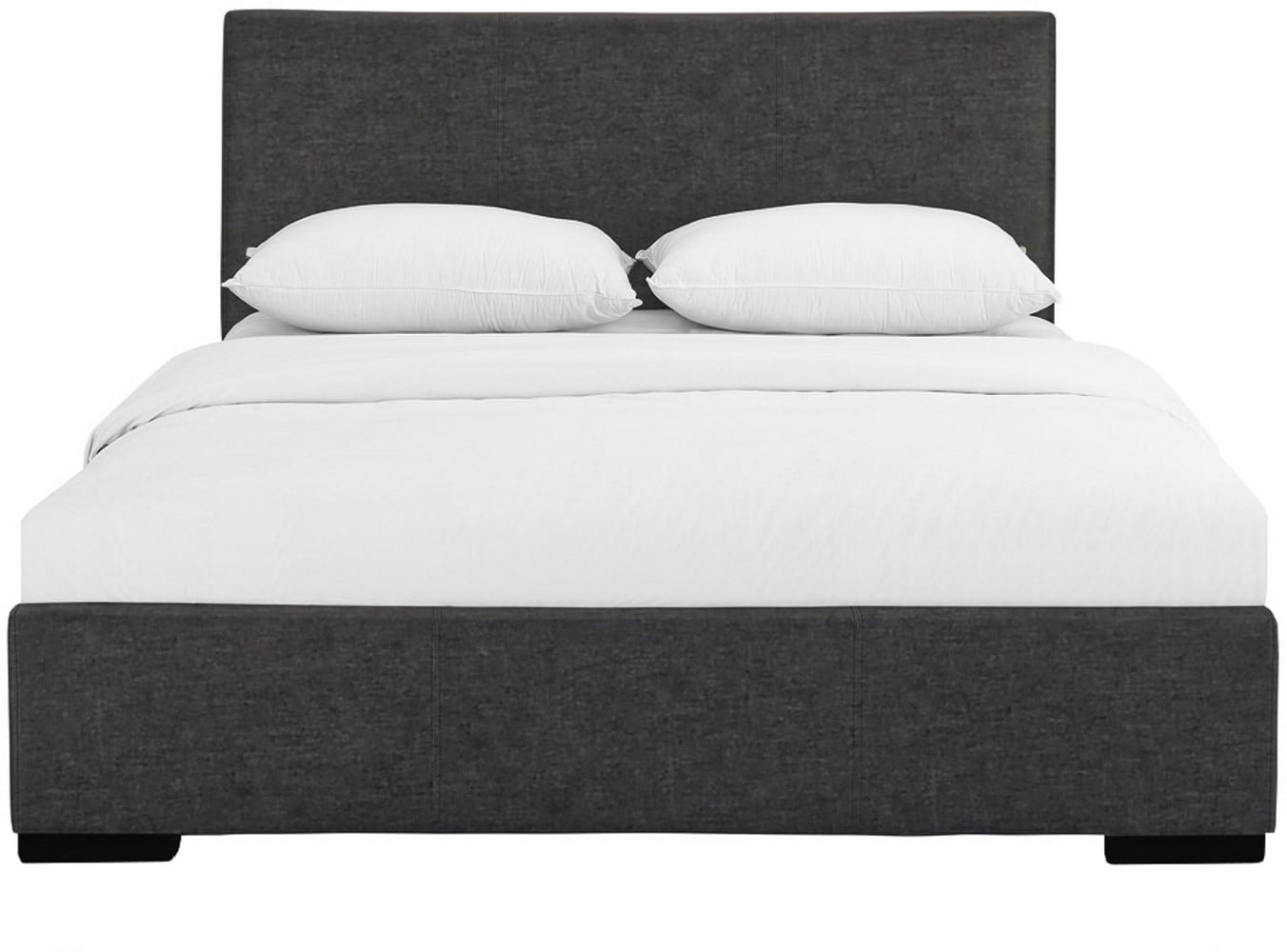 Gray Upholstered Queen Wood Frame Platform Bed with Headboard