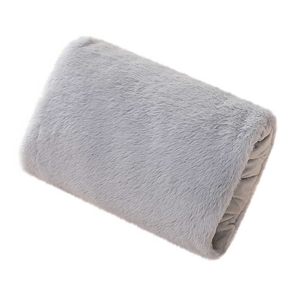 Grey Usb Heated Hand Warmer Bag Plush Removable Washable Cover 10W Power 45℃ Temperature Spread Size 17.72X9.84 Inches 1Pc 0.489 Lb