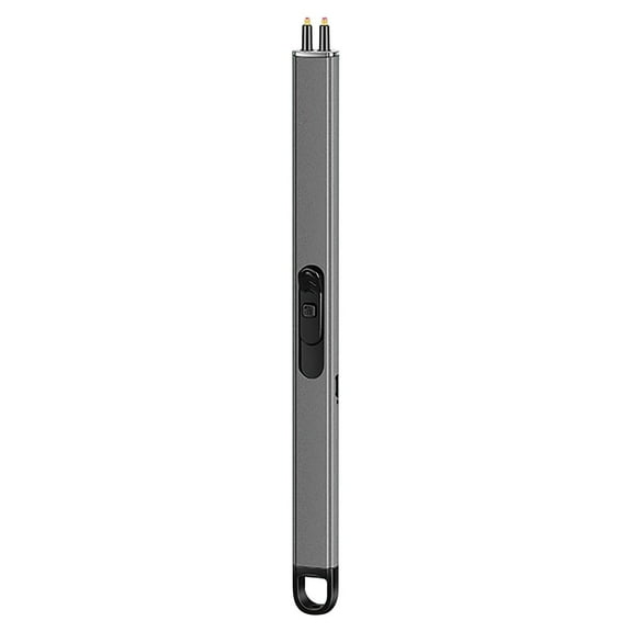 Grey Usb Rechargeable Plasma Lighter Windproof Flameless Arc Lighter Double Safety Protection With Led Indicator For Candles Kitchen Camping Outdoor Use Electronic Lighter Gift For Men Wom