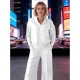 thumbnail image 1 of Grey V-Neck Wide-Leg Pants Set - Loose Long-Sleeved Blazer And Pants, Anti-Wrinkle For Both Office And Casual Wear, Machine Washable, Spring-Autumn Business Attire, Christmas Gift, 1 of 3