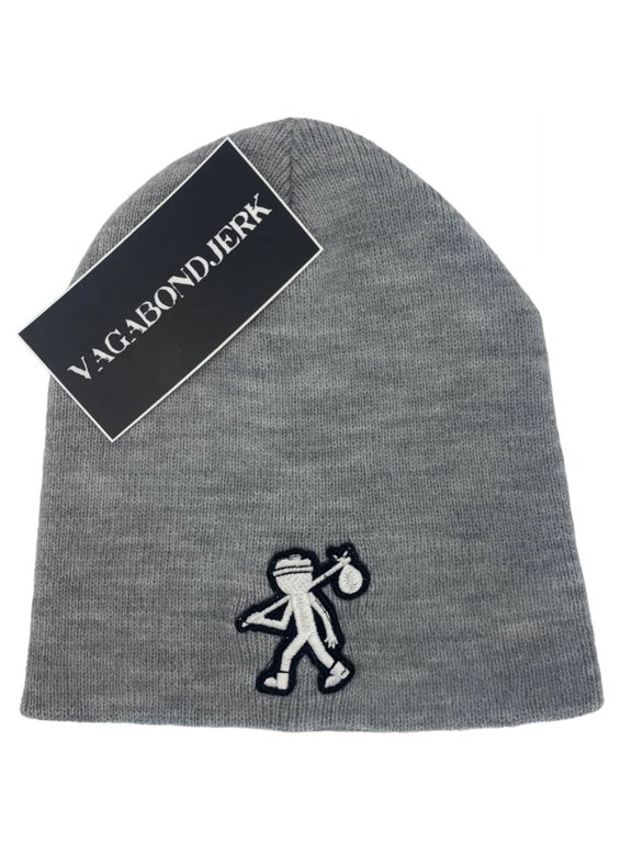 Grey Vagabond Jerk LogoMan Knit Beanie Hat