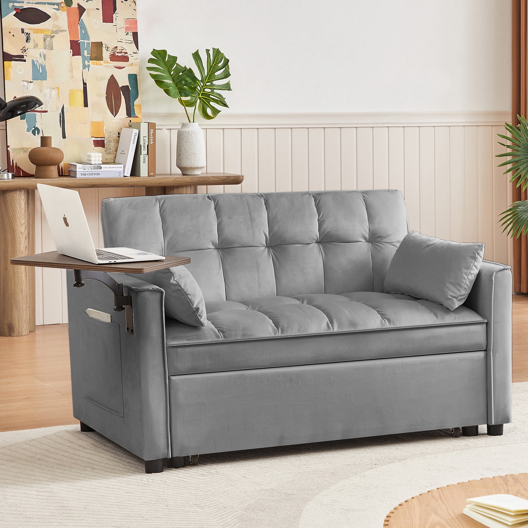 grey-velvet-2-seat-sofa-bed-multiple-positions-modern-design-for
