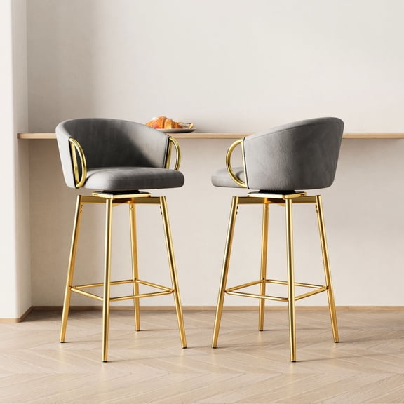 Grey Velvet Bar Chair Set / Durable, Versatile for Different Tables