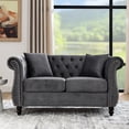 thumbnail image 1 of Grey Velvet Chesterfield 2 Person Sofa with Hand - crafted Nailheads / Rich and Luxurious Visual Effect, 1 of 5