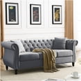 thumbnail image 1 of Grey Velvet Chesterfield Sofa, 80" 3-Seater Tufted Couch with Rolled Arms and Nailhead Trim, 1 of 10