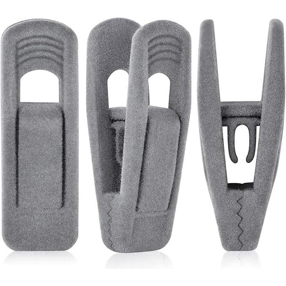 Grey Velvet Hangers Clips (50-Pack), Non-Slip Velvet Skirt Hanger Clips for Velvet Hangers, Strong Finger Clips Perfect for Kids Velvet Hangers Skirt Pant Clothes Gray Velvet Hangers