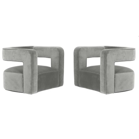 Grey Velvet Swivel Accent Chair Set 2Pcs Modrest Fanny VIG Modern Contemporary