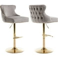 Grey Velvet Swivel Bar Stools Set of 2 with Upholstered Back