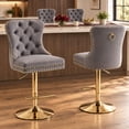 thumbnail image 1 of Grey Velvet Swivel Bar Stools Set of 4 with Upholstered Back, Adjustable Counter Height Barstools, Bar Chairs for Home Bar Kitchen Island Pub Restaurant (4 Pcs, Gray), 1 of 10